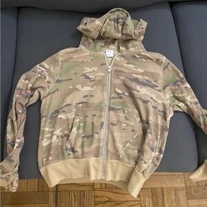 Aritzia camo waffle zip up